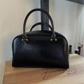 2025 Boston bag women genuine leather handbag new trendy  maillard niche design large-capacity commuter retro bowling tote bag