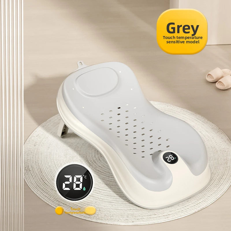 Portable Collapsible Baby Bath Tub | Smart Temperature Display | Soft Skin-Friendly Mesh for Infant Safety & Comfort