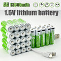 Bestely 1.5V 13600mAh USB AA Lithium Ion Rechargeable Battery, Fast Charging Li-ion Akku, 2000 Cycle with USB-C Port Cables