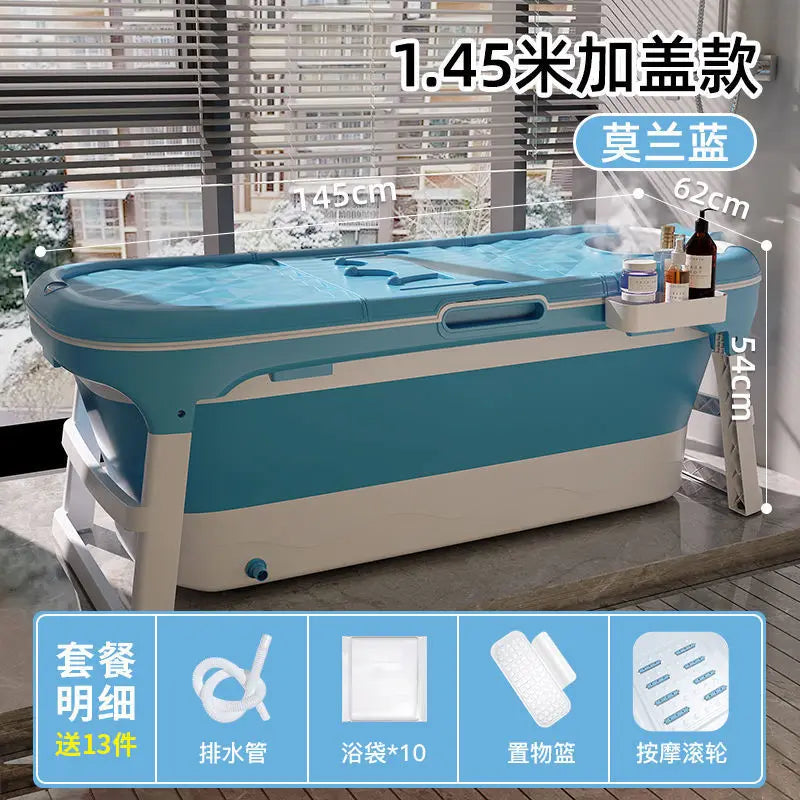 Foldable Adult Bathtub, Large Portable Soaking Tub, Thickened Material, Full Body Home Spa