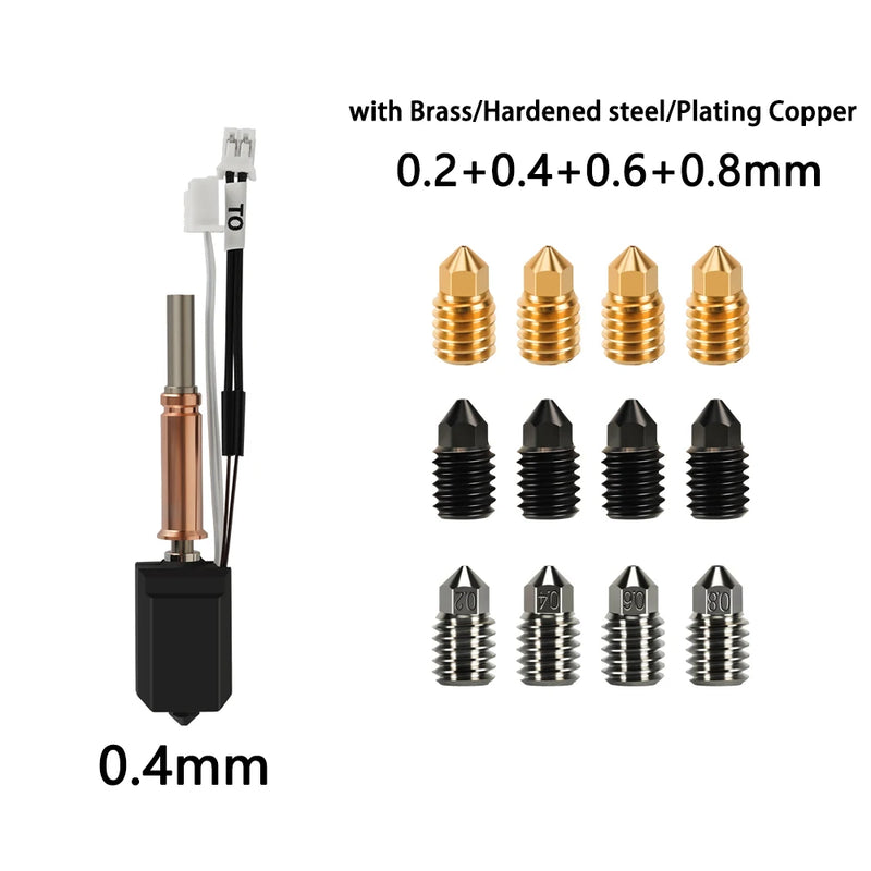 For Anycubic Kobra 3 V2/Kobra 3 V2 Combo Hotend Kit New Upgrade Hotend Ceramic Hotend 3D Printer Brass Hardened Steel Nozzle