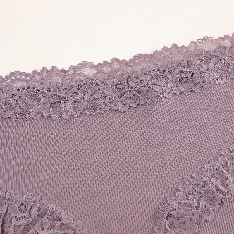 5PCS Seamless Cotton Fabric Panties Women Patchwork Lace Floral Underwear Elastic High Waist Briefs Sexy Female Lingerie S-XXL