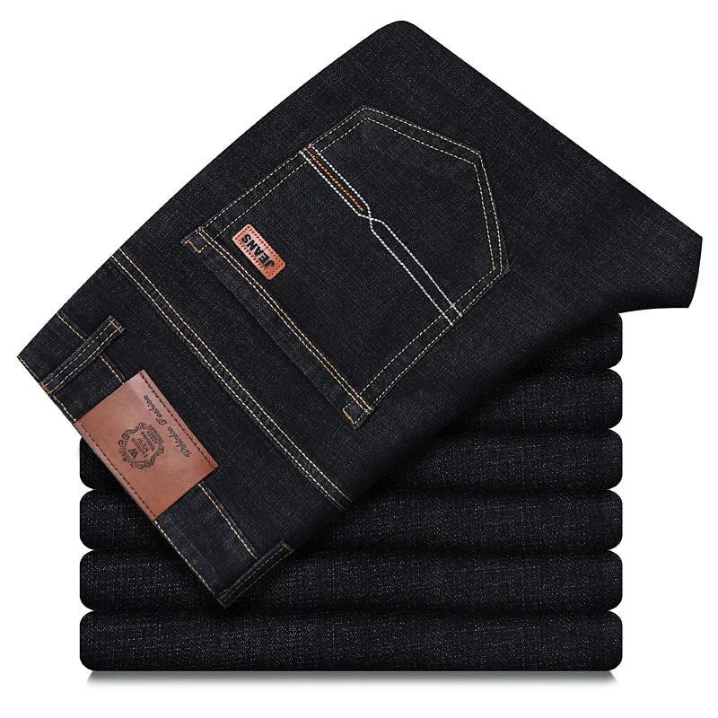 Men's Straight Denim Pants Brand Clothes Black Blue Jeans | SAMAG