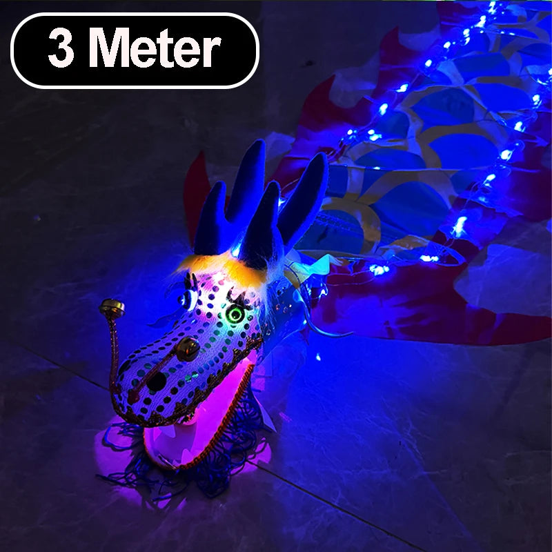 3/5M LED Chinese Dragon Poi Set Luminous Dragon Dance Props Dragon Ribbon Streamer New Year Outdoor Fitness Juggling Props