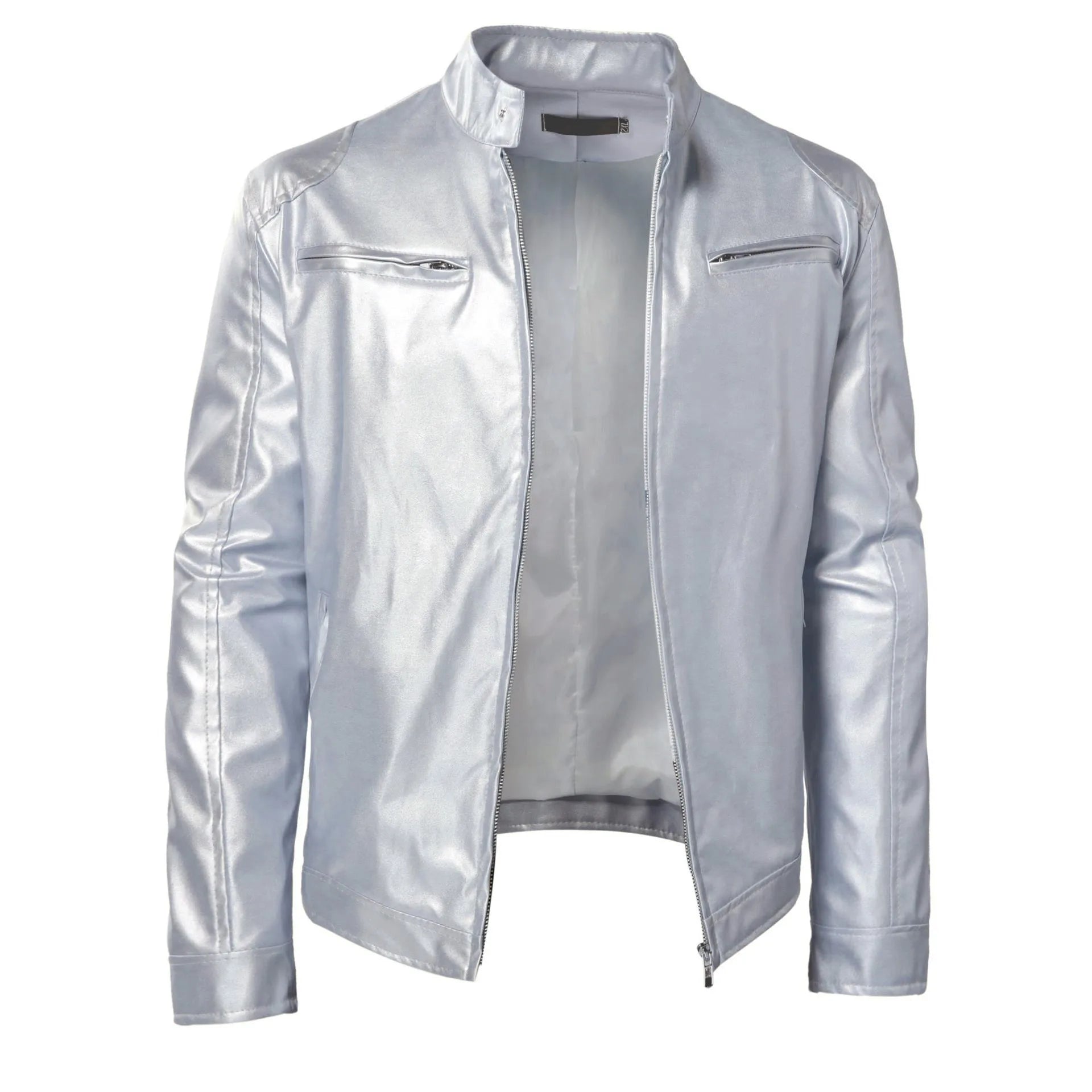 Business Style PU Leather Jacket Stand Collar Slim Fit Zipper Coat Multiple Colors Autumn New Arrival Fashion Urban Outerwear