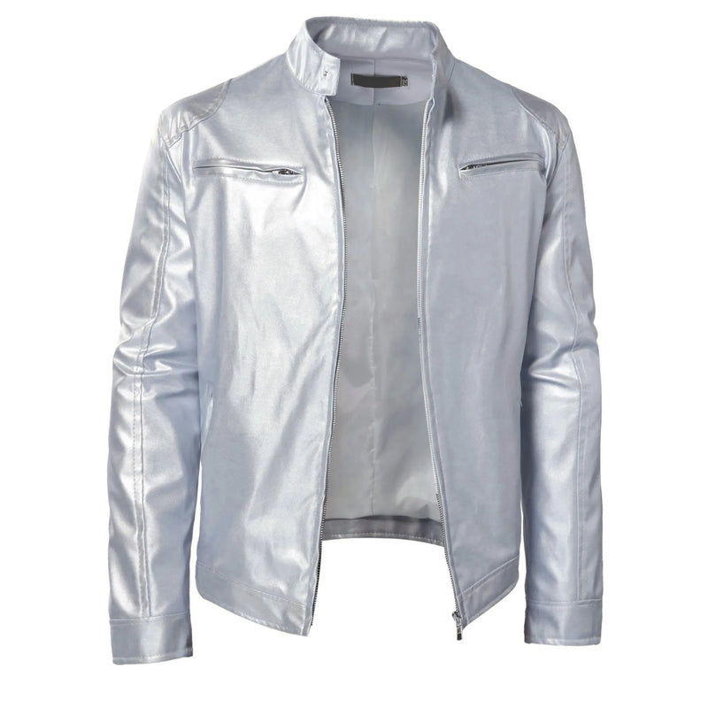 Business Style PU Leather Jacket Stand Collar Slim Fit Zipper Coat Multiple Colors Autumn New Arrival Fashion Urban Outerwear