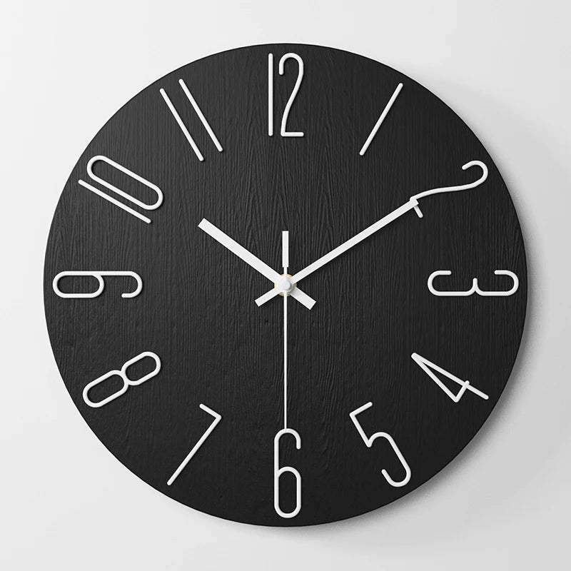 〔White〕 Living Room Wall Clock Simple Wall Mounted Household Stylish Decorative Clock 12 Inches 30cm