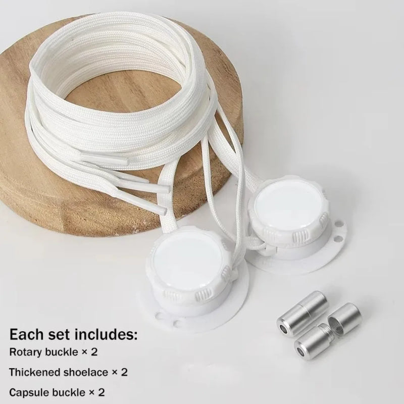 1 Pair Wide Flat Design No-Tie Shoelaces Rotating Buttons Quick-Adjust Quick-Adjust Laces Casual No-Tie Flat Laces Sports Shoes