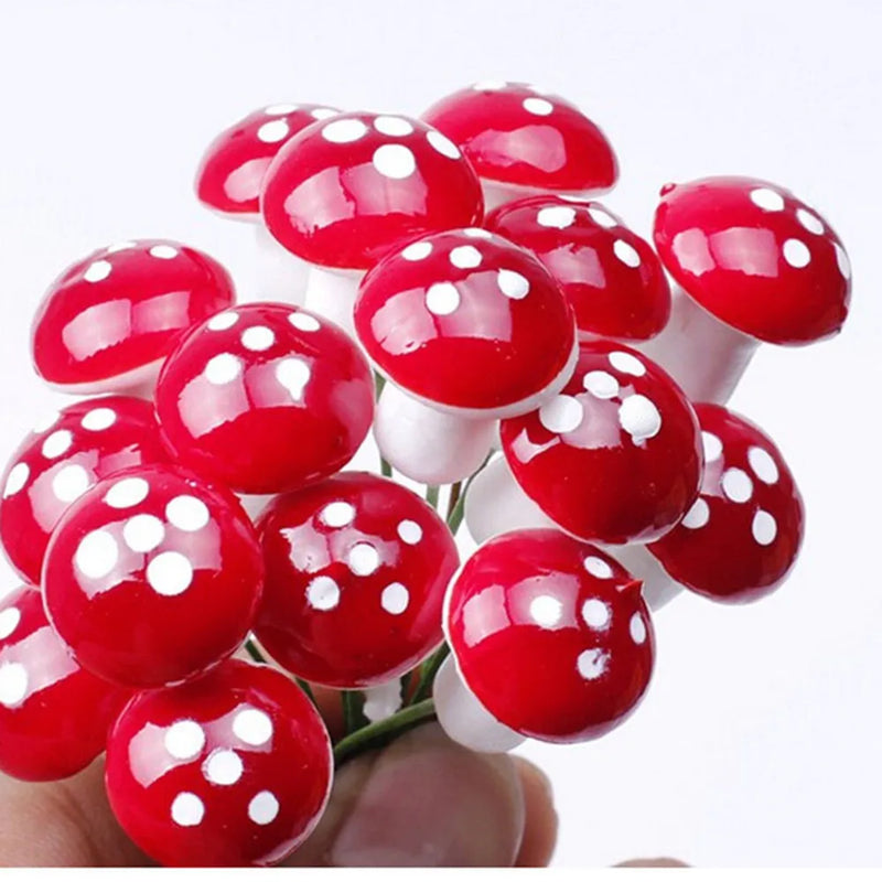 50 Pc Mini Red Mushroom Garden Dotted Small Potted DIY Toy House Landscape Bonsai Plant Garden Decoration Wholesale Ornament