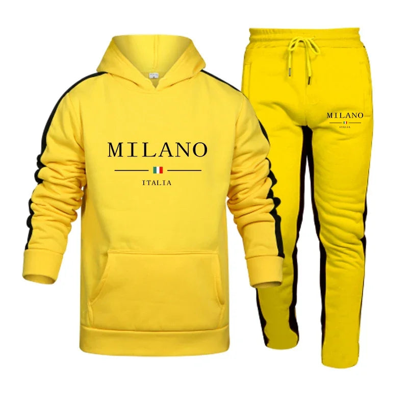 Mens Tracksuit Printing Casual Hooded Sweatshirt 2 Piece Set Daily Jogging Clothing Sports Suit Streetwear - View 3 | SAMAG