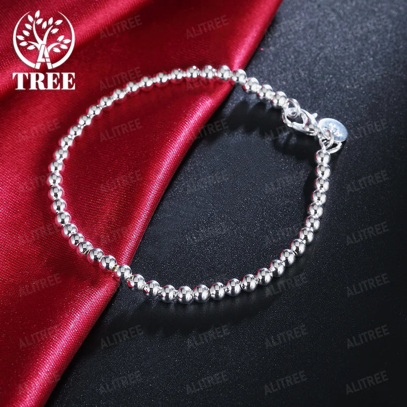 Christmas gifts charm 925 Sterling Bracelet 4MM beads chain 16-23cm for woman Popular brands jewelry fashion Wedding party