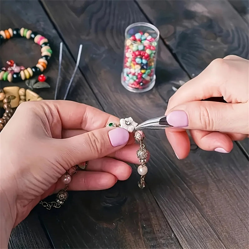 6pcs/set DIY Hand-operated Pliers 4 Tweezers 1 Golden Ring 1 Opening Tool,  Beading Repair Supplies Wire Wrapping Multifunctiona