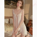 Magdalyn Women Sexy Irregular Lace Strappy Sundress Sleepwear Pajamas Nightgown Fashion Solid Loose Erotic Spaghetti Strap Dress