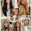 Natural Human Hair Sew-in Double Weft Extensions 50G 12-22 Inch Machine-Remy Full Head Bundle for Hair Extensions