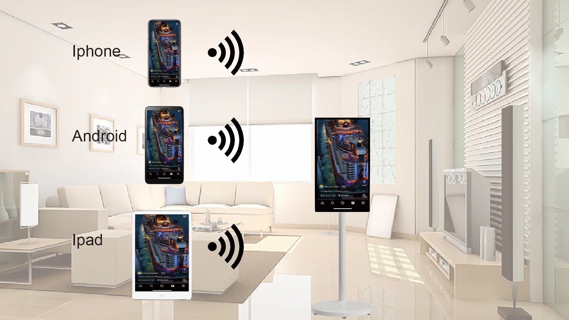 32 Inch Removable Rechargeable Video Player Portable Android Touch Screen Smart TV with Stand