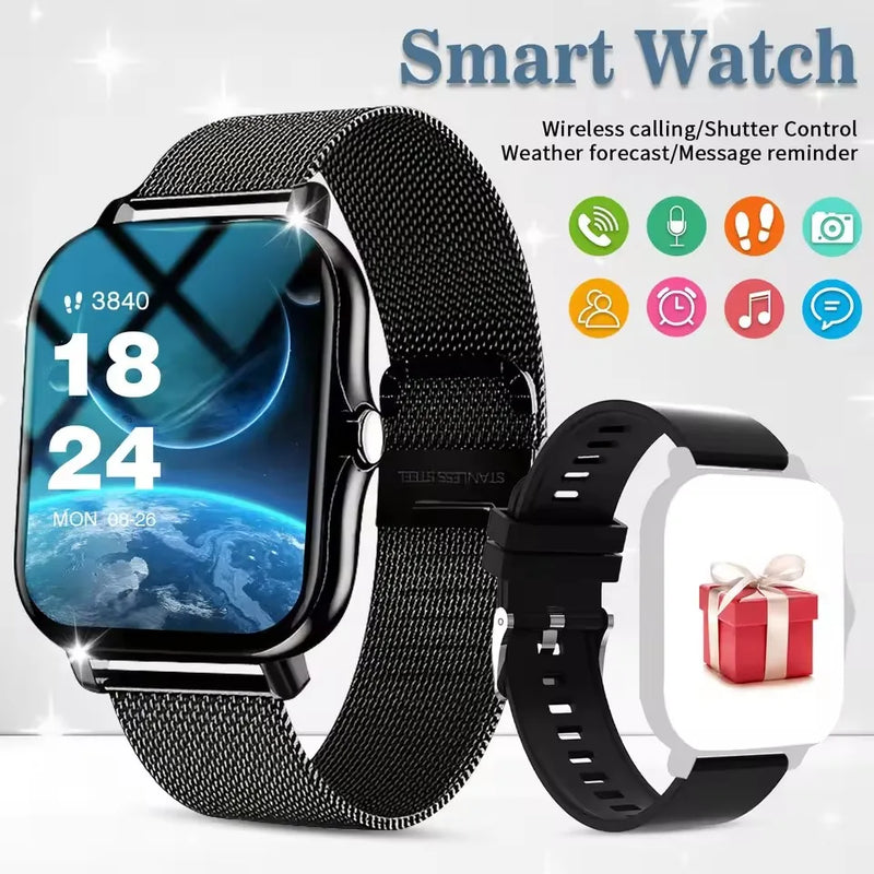 2026 New Smartwatch HD Bluetooth Call Sports Fitness Tracker Heart Rate Sleep Record Outdoor Sport Watch for Men Women Gift HW12
