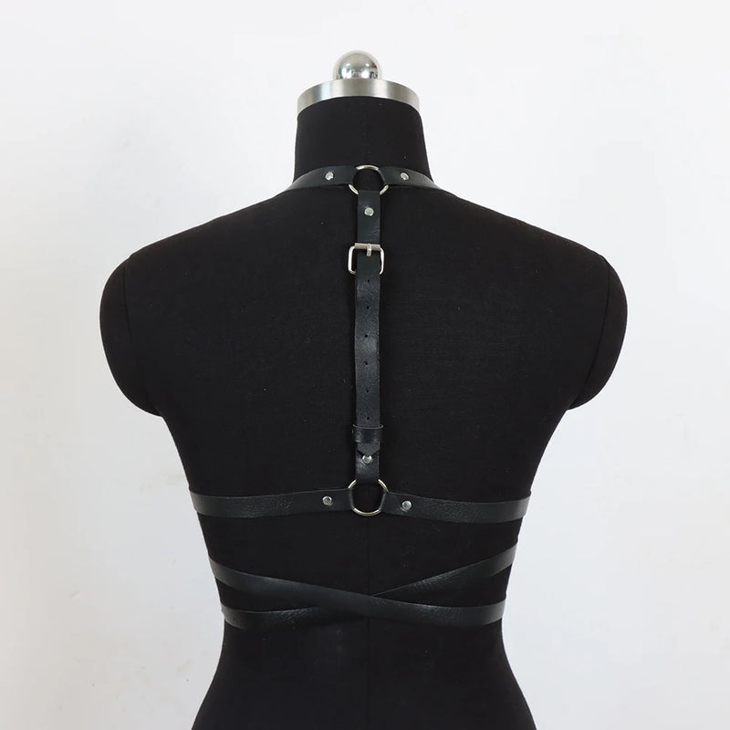 Women Leather Harness Straps Belt Sexy Lingerie Adjustable Body Bondage Bra Goth Harajuku Suspenders - Visuel 6 | SAMAG