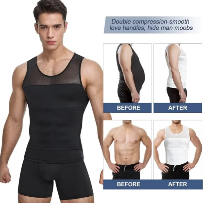 Men's Body Shaper Compression Vest Abdomen Shapewear Tummy Slimming Sheath Gynecomastia Shapers Corset Waist Trainer Fajas Tops