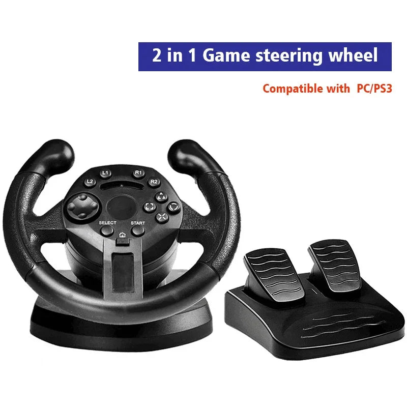 DATA FROG Racing Steering Wheel Vibration Controller Sim Racing Wheel with Pedals for PC Gaming Console Universal Gamepad
