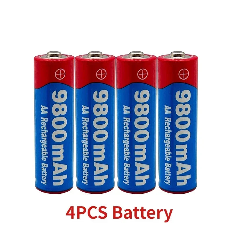 2026 New AA Rechargeable Batteries 9800Mah 1.5V New LED Lamp Toy Alkaline Rechargeable Battery Mp3