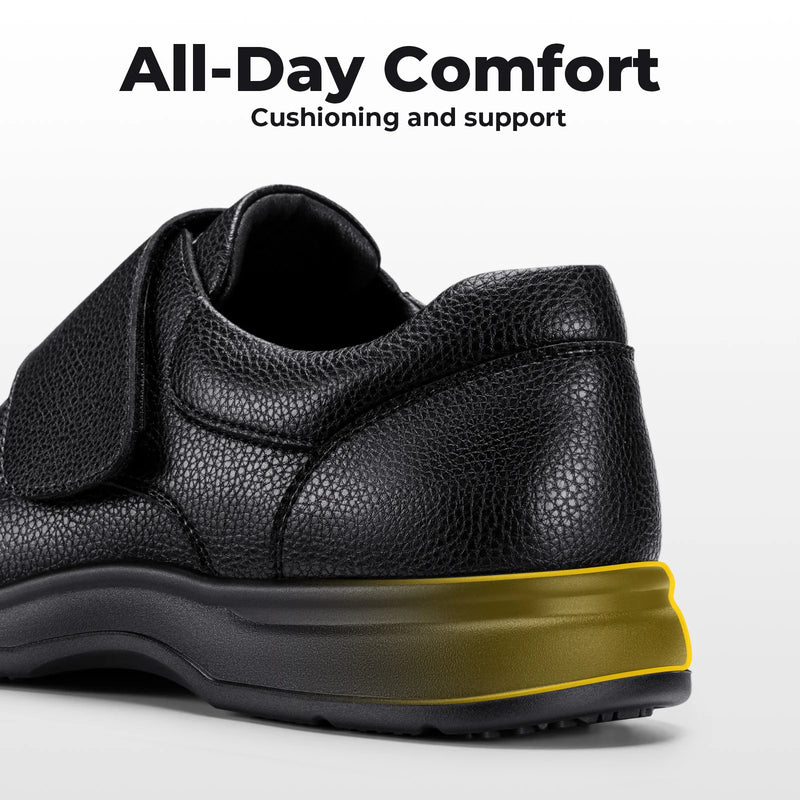 FitVille Men'S Extra Wide Diabetic Leather Dress Shoes, Roomy Wide Toe Box, Built-In Arch Support Orthopedic Shoes, Pain Relief For Swollen Feet, Edema, Plantar Fasciitis, Bunions & Neuropathy