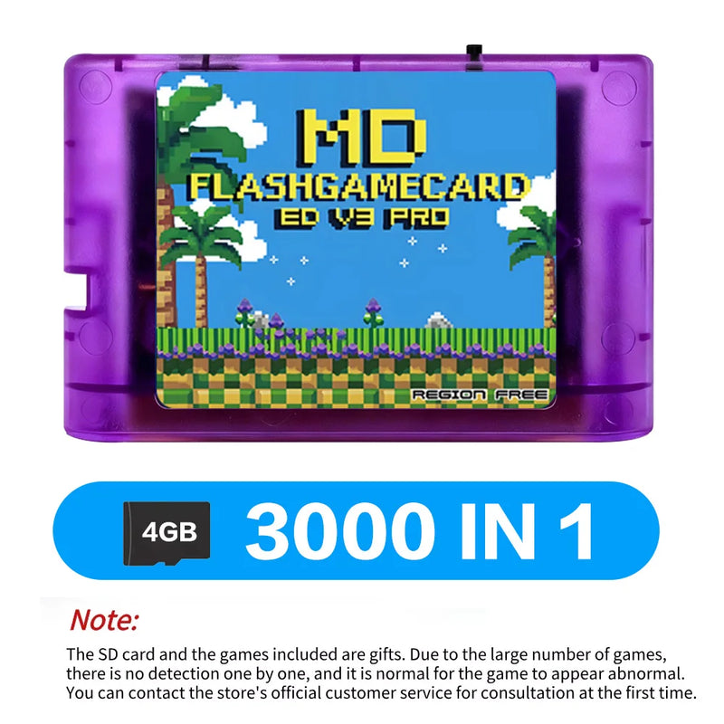 2026 New 3000 in 1 EDMD V3 Pro Card With 8GB TF Card MD Game Card For SEGA Genesis Mega Drive Master System Game Console