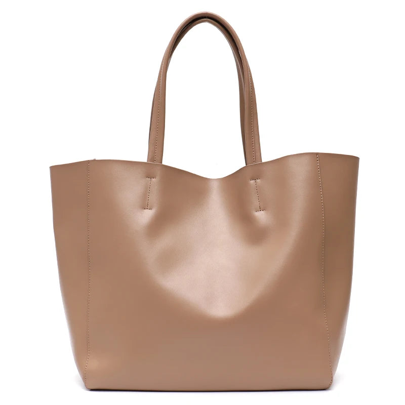 SC Luxury Brand Cow Leather Tote Bags Designer Cowhide Handbags Women Shoulder Bags Fashion Female Large Capacity Liner Bag