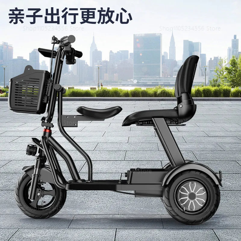 Elderly Commuting Car Folding Electric Bike Tricycle Adult Commuting Picking Up and Dropping Off Children Parent-child Seat
