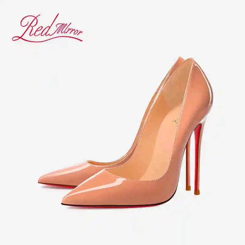 Black Women's Elegant High Heels Red Shiny Bottoms Luxury Brand Women Heels 2025 Trend Pointed Toe Sexy Party Pumps Shoes Women