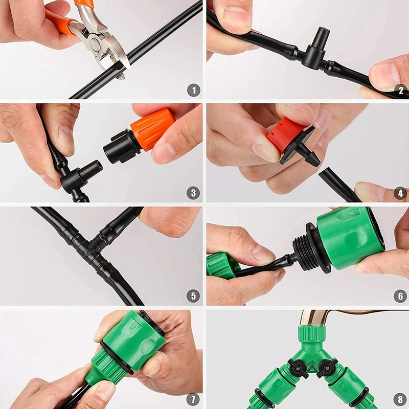 148pcs/set Automatic Watering Drip Irrigation Sprinkler Kit For Garden And Yard Cooling, Dust Removal And Irrigation System