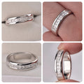Newshe 925 Silver Certified Moissanite Mens Wedding Band Half Eternity Princess Cut Lab Created Diamond Ring Luxury Jewelry