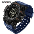 SANDA 6229 Men Outdoor Sports Watch Waterproof Analog Digital Show Multifunction Big Dial Electronic Wristwatch style Male Cloc
