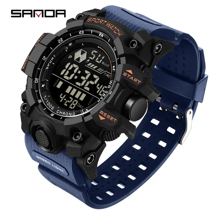 SANDA 6229 Men Outdoor Sports Watch Waterproof Analog Digital Show Multifunction Big Dial Electronic Wristwatch style Male Cloc
