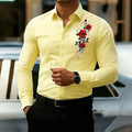Men's Long-Sleeved Shirt, Featuring a Vintage Red Rose | SAMAG