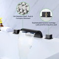 3-5PC Black Brass Waterfall Bathtub Faucet Widespread Tub Sink Tap Three Handles Hot Cold Water Mixer Bathroom Shower Faucet