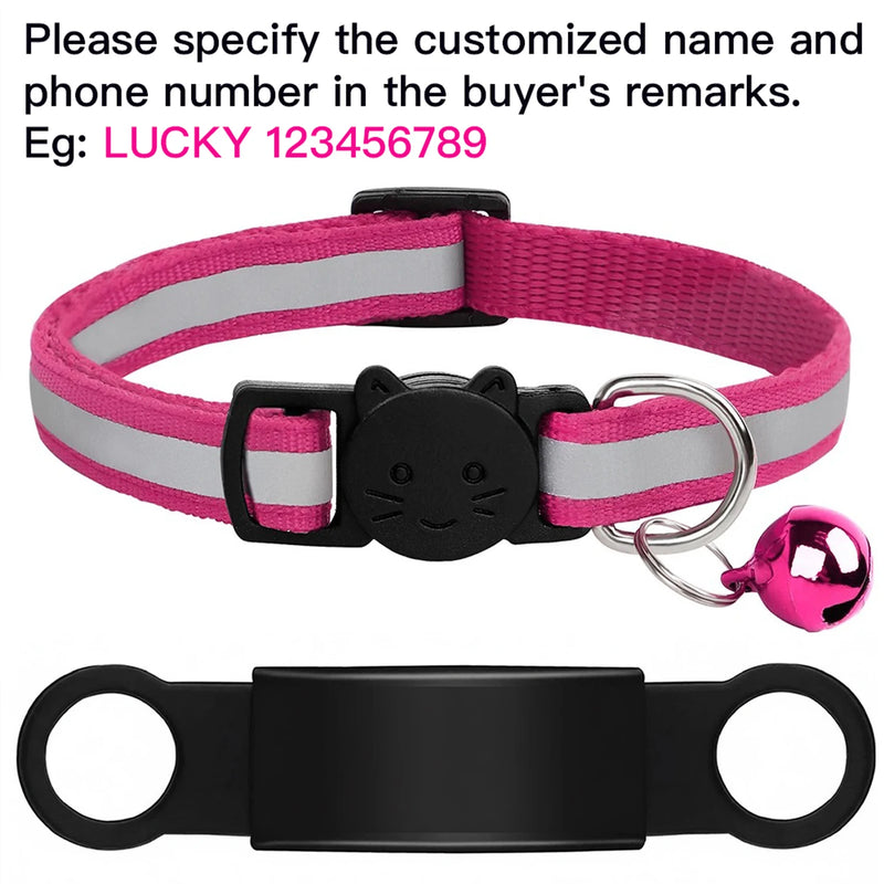 Customized Pet Collar Reflective Cat Collars Free Engraved Puppy Kitten Pet ID Nameplate Necklace With Bell Anti-lost For Cats