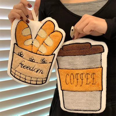 New Coffee Print Hand Towel Kitchen Bathroom Kids Bathing | SAMAG