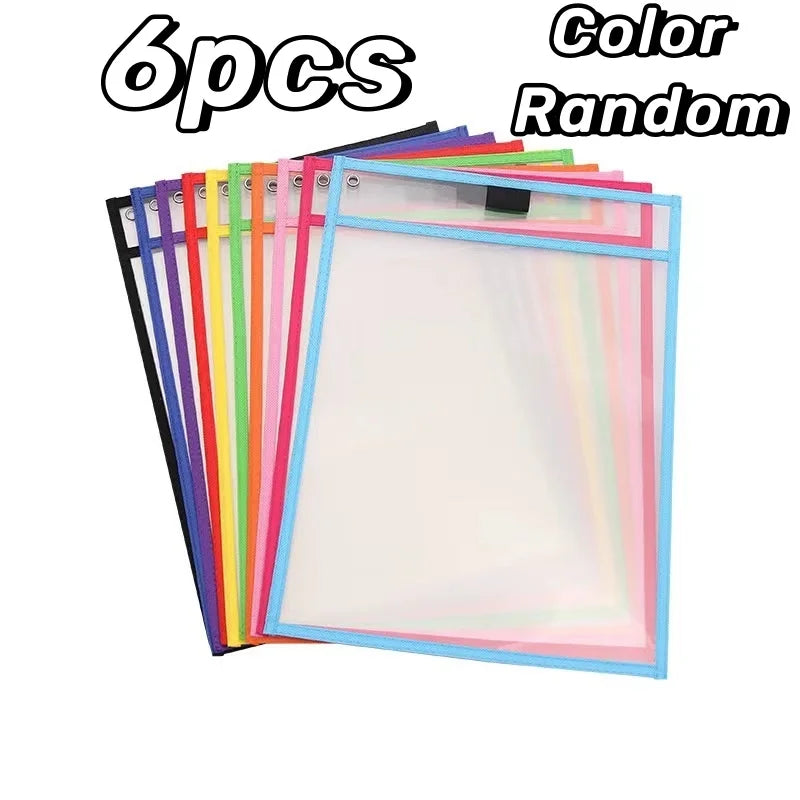 2-10pcs Document Storage Bag Reusable Waterproof Clear Color Random File Folder Dry Wiping Kids Drawing Board for School Office