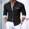 Men's shirt button-up no-iron color block casual everyday | SAMAG