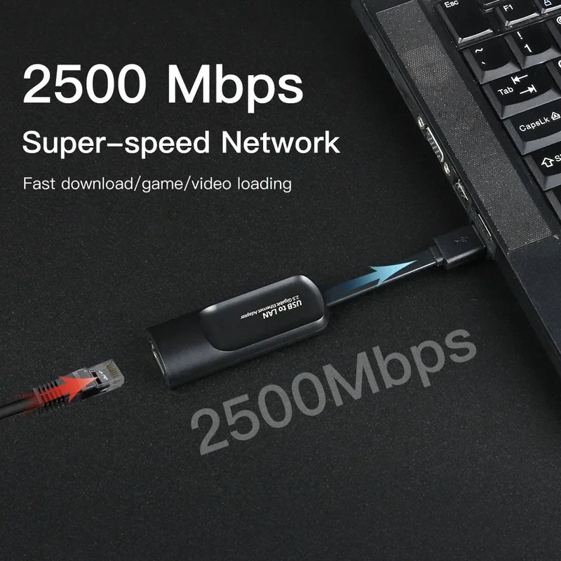 2.5G USB Ethernet Adapter 2500Mbps USB3.0 Lan Network Card C to RJ45 Internet for Laptop PC Windows Mac OS - Visuel 2 | SAMAG