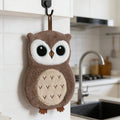 Hand Towel 1PC Cute Owl Hanging Towel Kitchen Hand Towel Bathroom Soft Absorbent Handkerchief Wipe Towel Cartoon Kids Towels