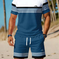 Casual Holiday Beach Men's T - shirt And Shorts 2 Pieces Sets Summer Suit Clothing Stripe Print Sleeve Tee - View 10 | SAMAG