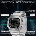 SANDA 2162 Men's Electronic Watch Square Waterproof Multi Functional Wrist Watch Square Fashion Night Light Steel Digit Watches