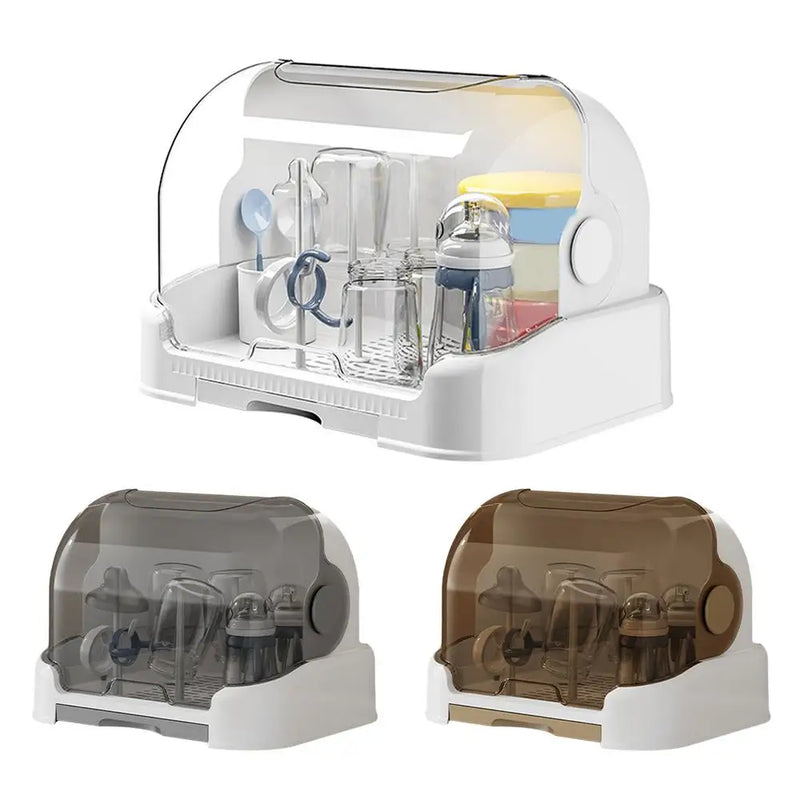 Babies Bottle Drying Rack Dustproof Bottle Storage with Removable Drip Tray Durable Good Sealing Protection Toddler Bottles