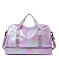 Large Capacity Holographic Travel Duffel Bag Lightweight Nylon Weekender Tote for Gym Sports Overnight Trips