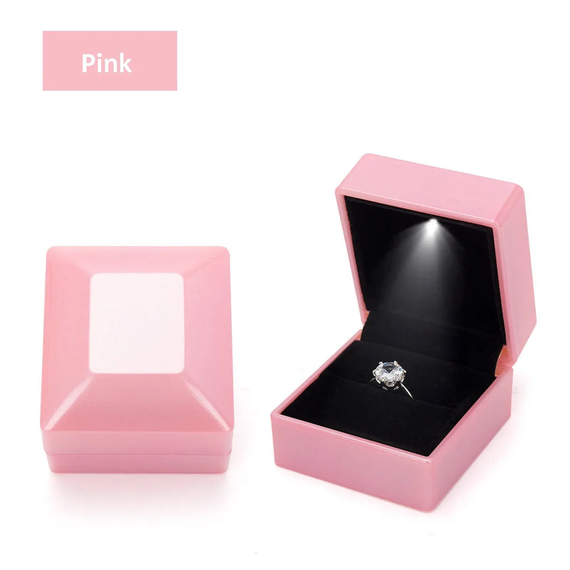LED Jewelry Box for Ring Necklace Engagement Ring Display Gift Case Packaging Showcase Boxes with Light Storage Cases Wholesale