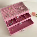 3-Tier Dust-Proof Acrylic Jewelry Organizer Box, Elegant Modern Rectangular Tabletop Display Case  jewelry boxes and packaging