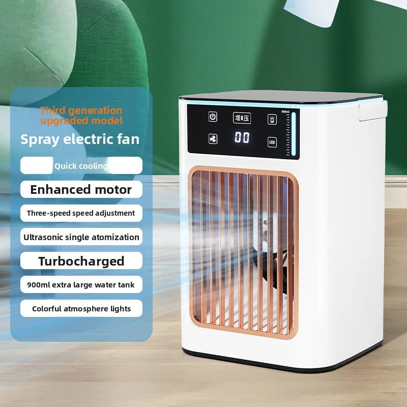 Portable Desktop USB Mobile Air Cooler Fan Household Mini Air Conditioner Fan Large Water Tank Atomization Humidifying Quick