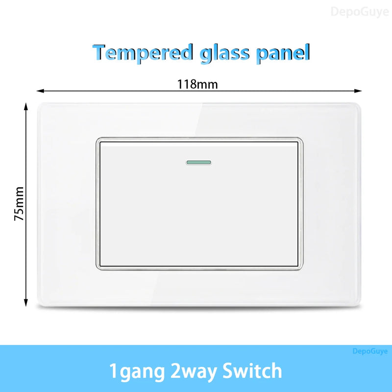 White Tempered Glass Italy USB Type C Smart Fast Charging Wall Socket Plugs Schuko Light Switch Panel Chile TV Sat Computer CAT6