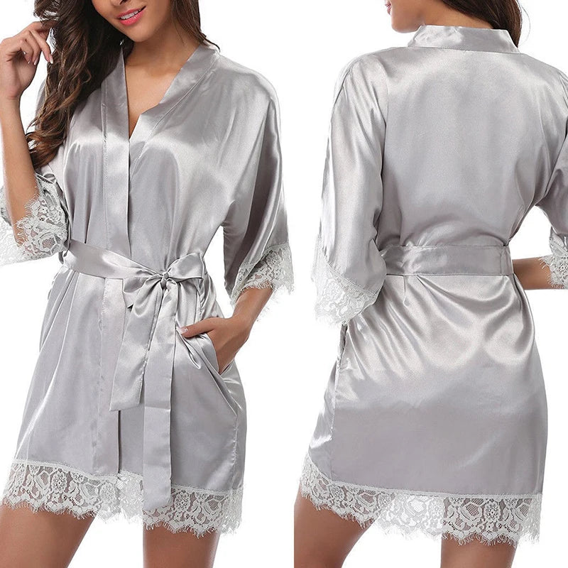 Women's Underwear Glossy Robe Pajamas Ice Silk plus Size | SAMAG